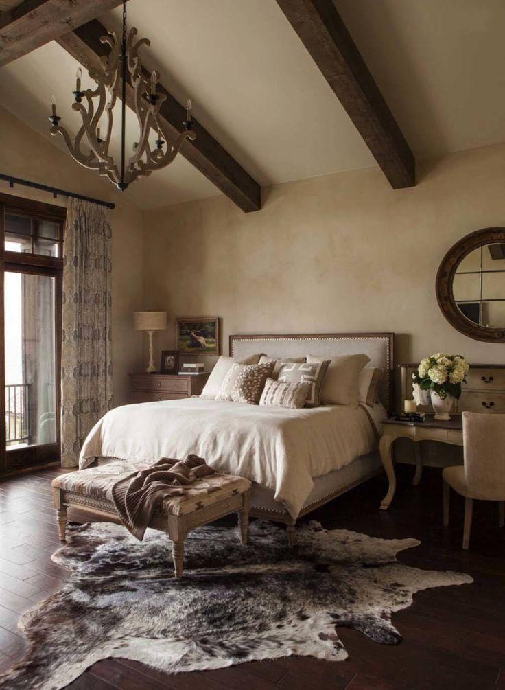 Bedroom with cowhide