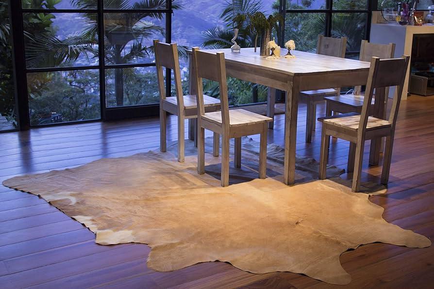 Dining room with cowhide